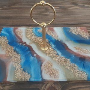 Handmade Resin Charcuterie Board. Vanity Tray. 11 x 7"